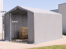 3x6 m Tenthal met ritssluitingen - 3,0m zijwandhoogte, PVC 850, met grondframe