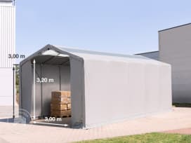 Tenthal 4x12 m, PVC zeil, grijs, zonder statica