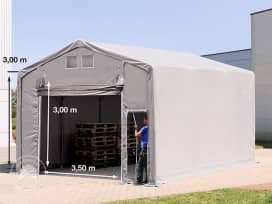6x6 m Tenthal met ophijsbare deur - 3,0m zijwandhoogte, PVC 850, met grondframe