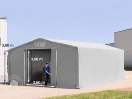 Tenthal 8x8 m, PVC zeil, grijs, zonder statica
