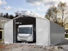 Garagetent 8x12 m met ritssluitingen - 4,0x3,6m ingang - 3,0m zijwandhoogte, PVC 850, grijs, zonder statica (zekerheidspluspakket) Garagetent 8x12 m met ritssluitingen - 4,0x3,6m ingang - 3,0m zijwandhoogte, PVC 850, grijs, zonder statica (zekerheidspluspakket)