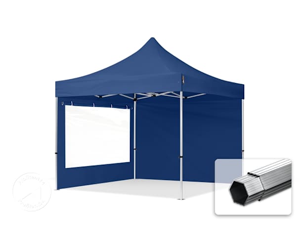 3x3m Easy up partytent PROFESSIONAL alu 40mm met zijwanden (panorama), blauw