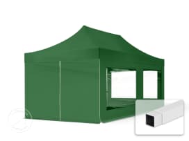3x6 m Easy up partytent, ECONOMY staal 30mm met zijwanden (panorama), donkergroen 3x6 m Easy up partytent, ECONOMY staal 30mm met zijwanden (panorama), donkergroen