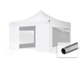 4x4 m Easy up partytent PVC, PREMIUM staal 40mm met zijwanden (panorama), wit