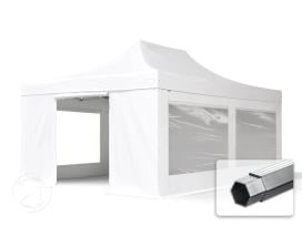 4x6 m Easy Up partytent PVC brandvertragend met zijwanden (4 panorama), PROFESSIONAL alu 50 mm, wit