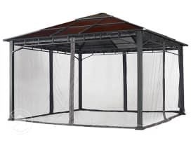 Muggennet (4-delig) voor tuinpaviljoen Sunset Deluxe 4x4, loft grey