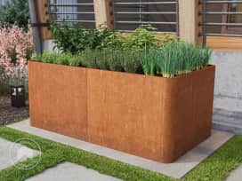 146 x 80 x 80 cm Moestuinbak, cortenstaal, roest look 146 x 80 x 80 cm Moestuinbak, cortenstaal, roest look