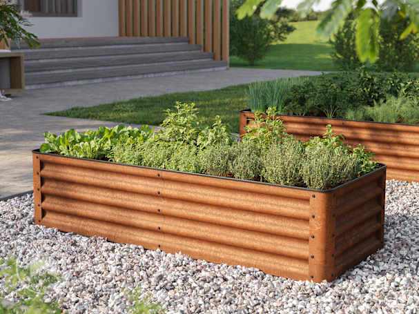 150 x 60 x 35 cm Moestuinbak, cortenstaal, roest look 150 x 60 x 35 cm Moestuinbak, cortenstaal, roest look