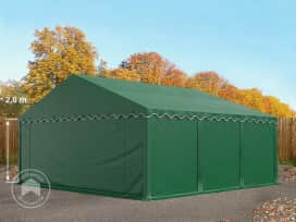 Opslagtent 6x6 m met ritssluitingen - 2,0m zijwandhoogte, PVC 750, met grondframe, donkegroen Opslagtent 6x6 m met ritssluitingen - 2,0m zijwandhoogte, PVC 750, met grondframe, donkegroen