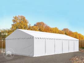Opslagtent 6x12 m met ritssluitingen - 2,0m zijwandhoogte, PVC 700, wit
