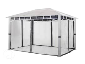 Muggennet (4-delig) voor tuinpaviljoen Sunset Deluxe 3x4, loft grey