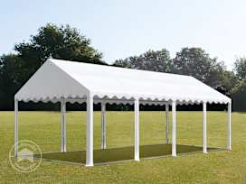 Partytent 4x8 m zonder zijwanden, PVC, met grondframe, wit
