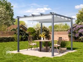 Pergola 3x3 m, schaduwdoek, stone