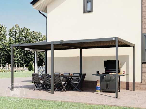 Pergola 3x5,5 m, lamellendak, antraciet