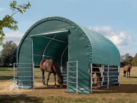 Weidetent 4x4m, PVC zeil, donkergroen, bodem aarde