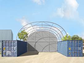 Achterwand voor Container Overkapping 8m breed, PRIMEtex 2300, grijs