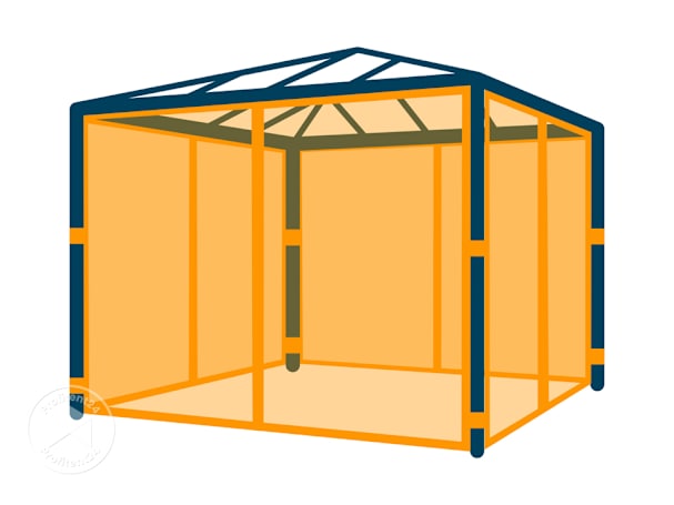 Muggennetten (4st.) voor Tuinpaviljoen Luma Deluxe, loft grey, 3x3m