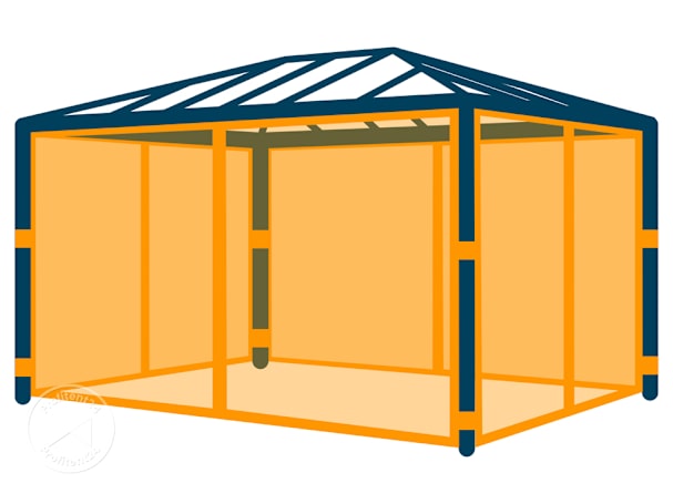 Muggennetten (4st.) voor Tuinpaviljoen Luma Deluxe, loft grey, 3x4m