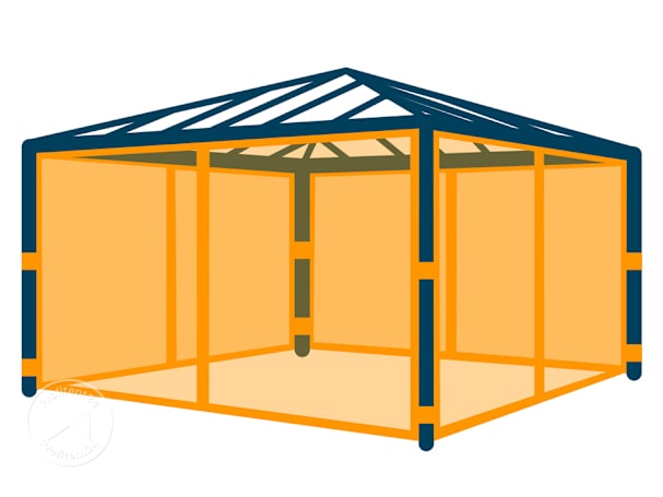 Muggennetten (4st.) voor Tuinpaviljoen Luma Deluxe, loft grey, 4x4m