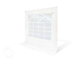 PVC zijwand 2x2 m met vierkant venster en rolgordijn