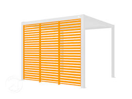 3-delige, vaste lamellenwand voor Pergola Premium met 3m zijlengte, 
laklaag met houtoptiek