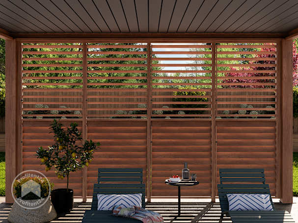 Pergola met dichte wand