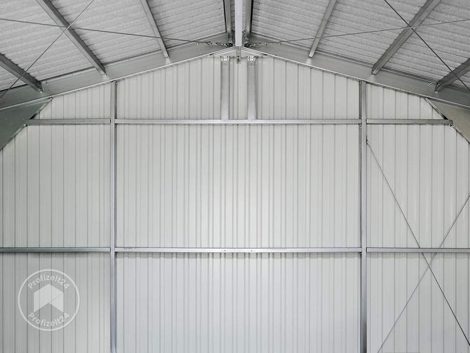 TOM BUILDER 8,19 x 8,68 m TITAN, Stahldach, Leichtbauhalle, Trapezblechverkleidung, Anthrazit, mit Statik (Erduntergrund), ohne Setangebot - (KROV00013)