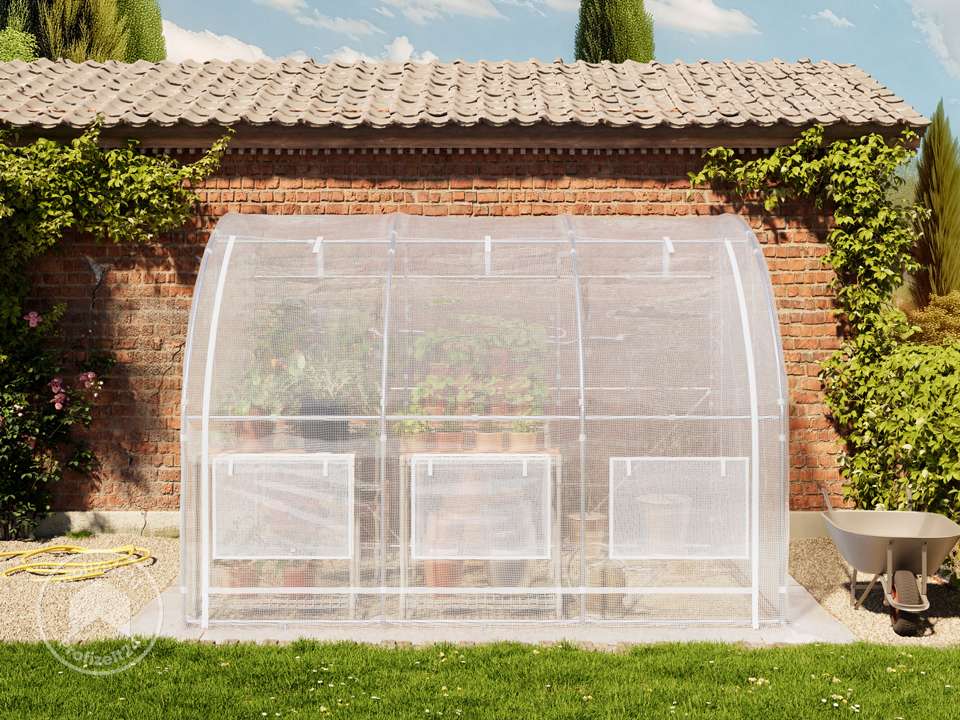 TOOLPORT 2x3m Anlehn-Foliengewächshaus, PE-Plane, weiß - (9032) TOOLPORT 2x3m Anlehn-Foliengewächshaus, PE-Plane, weiß - (9032)