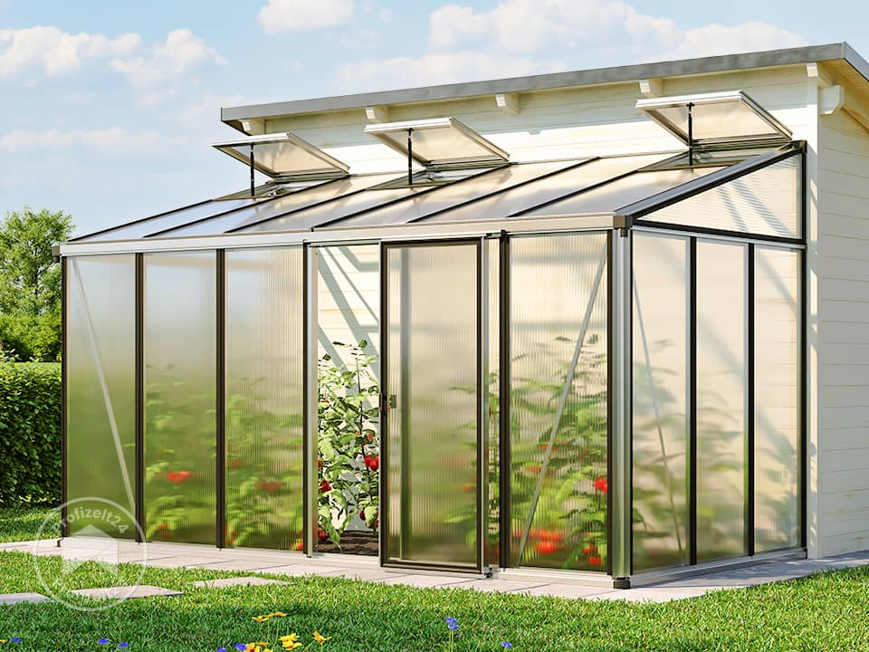 GFP 388 x 194 cm Anlehngewächshaus, pulverbeschichtet, Anthrazit RAL 7016 - (GFPV00750)