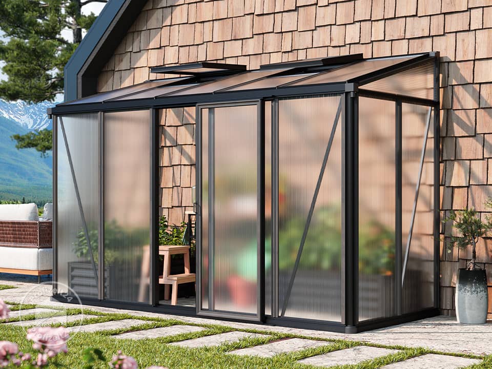 GFP 324 x 132 cm Anlehngewächshaus, pulverbeschichtet, Anthrazit RAL 7016 - (GFPV00754)
