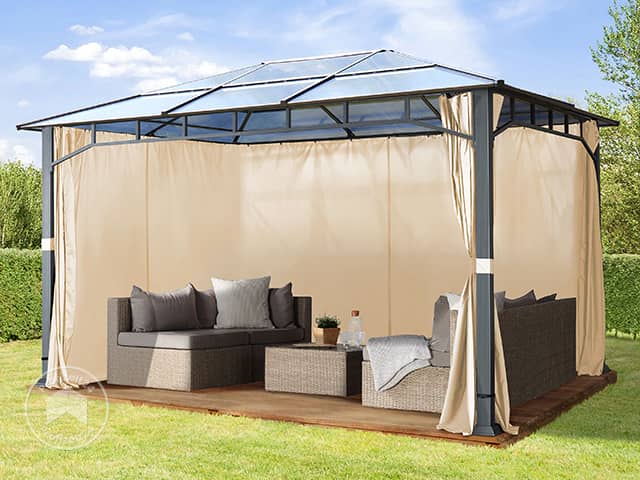 TOOLPORT 3x4 m Hardtop Gartenpavillon, inkl. 4 Seitenteile, champagnerfarben - (300160) TOOLPORT 3x4 m Hardtop Gartenpavillon, inkl. 4 Seitenteile, champagnerfarben - (300160)