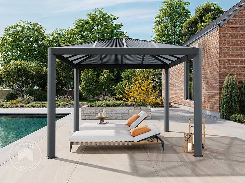 PRIMEYARD 3x3m Hardtop Gartenpavillon, o...