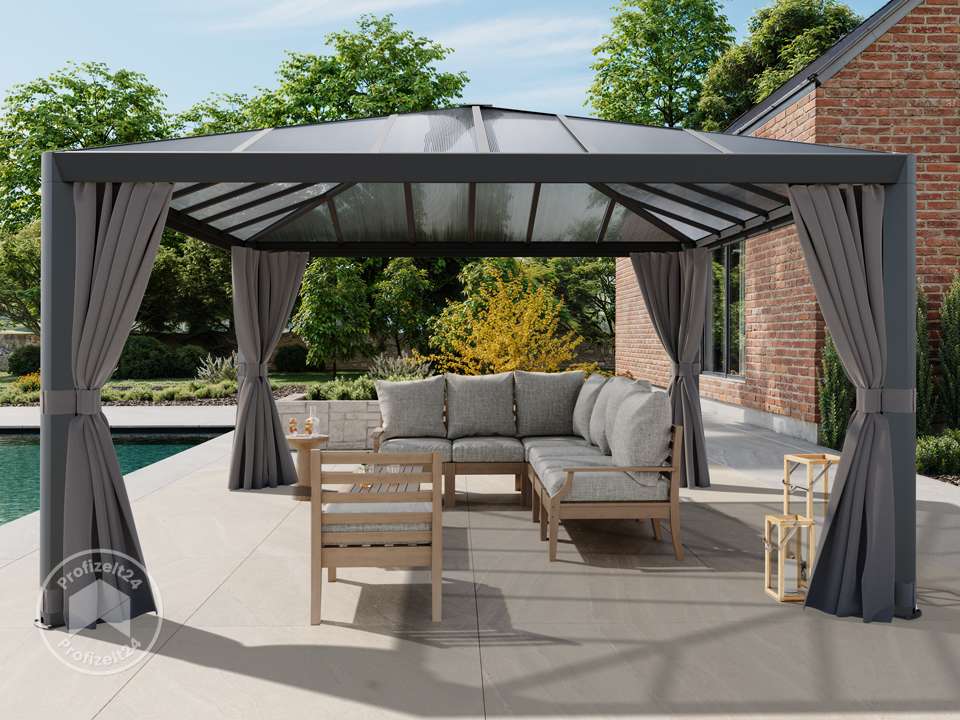 PRIMEYARD 4x4m Hardtop Gartenpavillon, i...