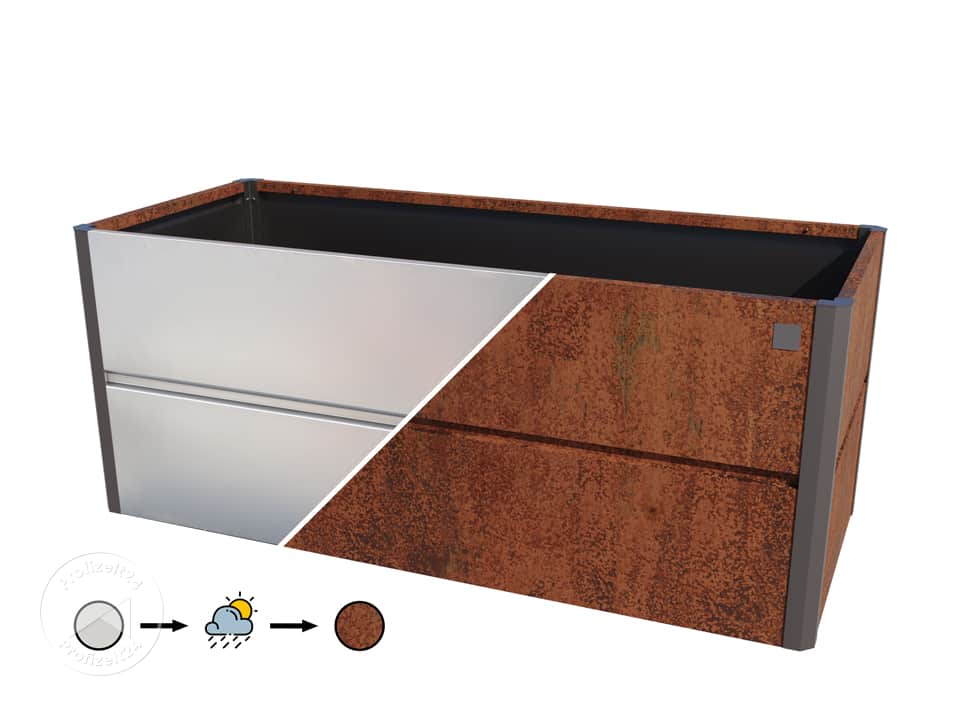 PRIMEYARD 200 x 85 x 77 cm Hochbeet, Cortenstahl, Rost-Optik - (GFPV00787)