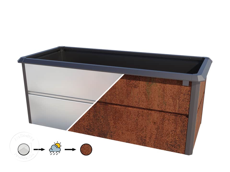 PRIMEYARD 200 x 85 x 77 cm Hochbeet, Cortenstahl, Rost-Optik | inkl. Schneckenschutz