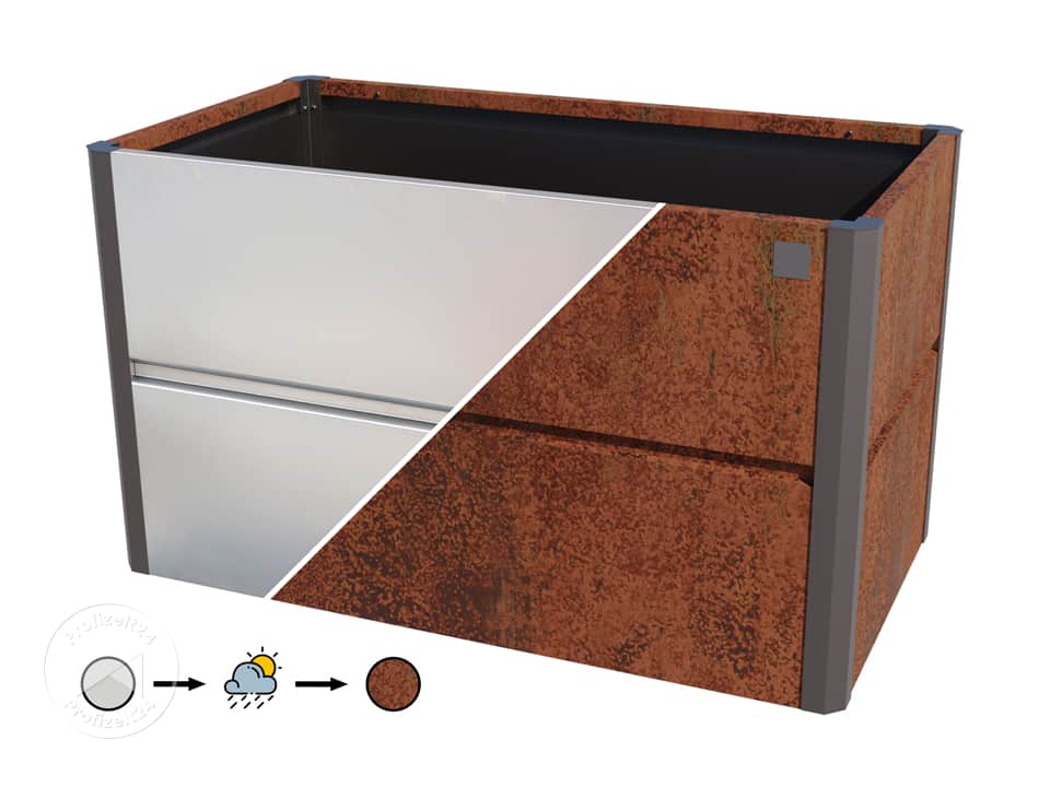 PRIMEYARD 150 x 85 x 77 cm Hochbeet, Cortenstahl, Rost-Optik