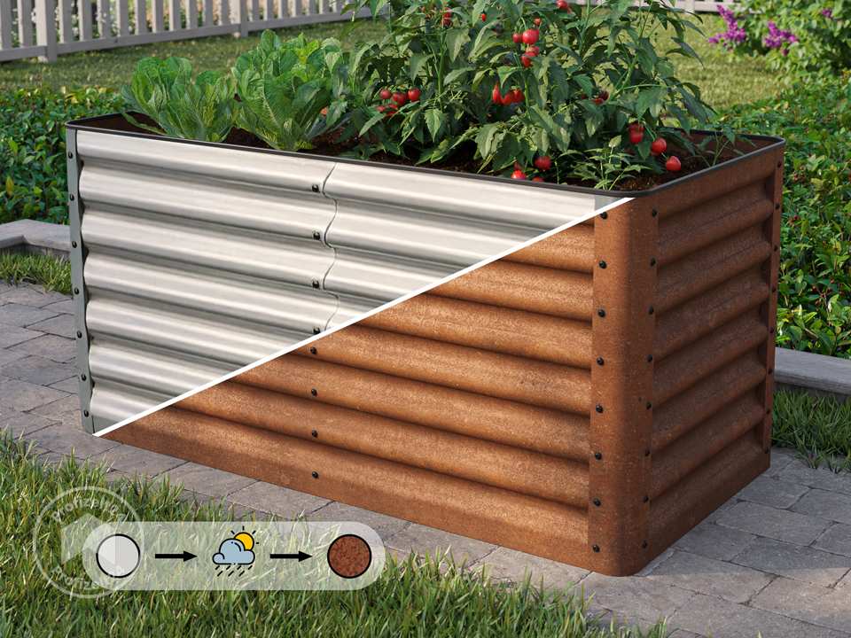 PRIMEYARD 150 x 75 x 60 cm Hochbeet, Cortenstahl, Rost-Optik