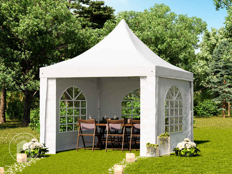 TOOLPORT 3x3m Pagodenzelt, PVC-Plane, weiß - (1062)