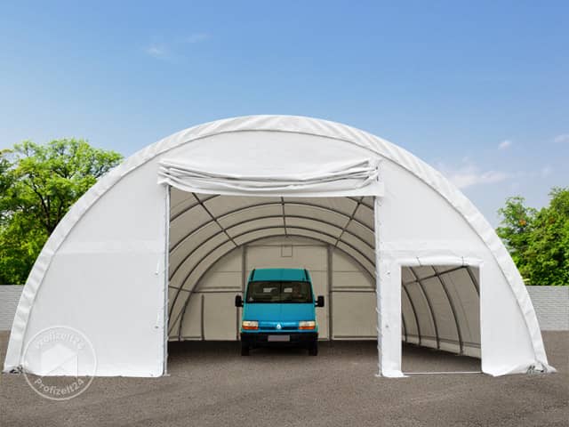 TOOLPORT 9,15x20m Rundbogenhalle, PE-Plane, dunkelgrün, mit Statik - (49664)