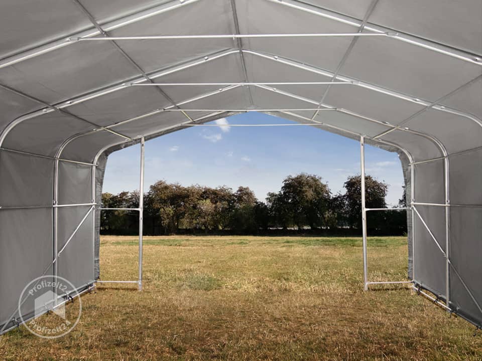 TOOLPORT 6x6m Weideunterstand, PVC-Plane, grau, Betonbefestigung - (6678173)
