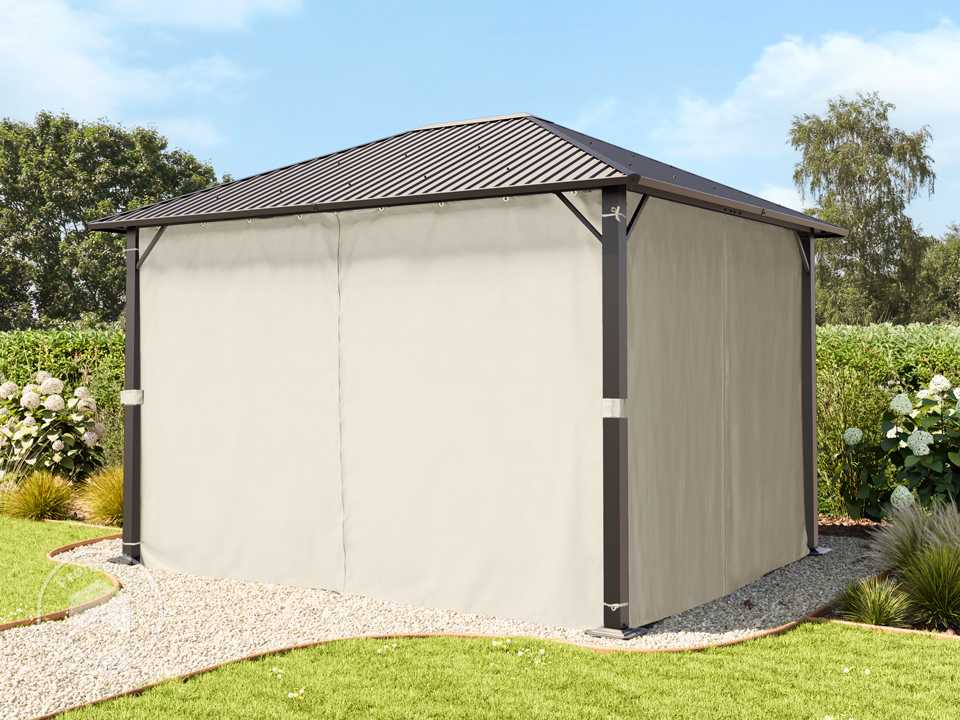 TOOLPORT 3x3,65 m Hardtop-Gartenpavillon, inkl. 4 Seitenteile, Cream - (300222)