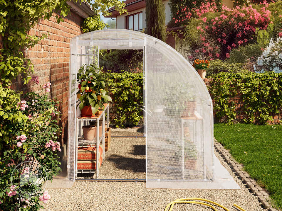 TOOLPORT 2x3m Anlehn-Foliengewächshaus, PE-Plane, weiß - (9032) TOOLPORT 2x3m Anlehn-Foliengewächshaus, PE-Plane, weiß - (9032)