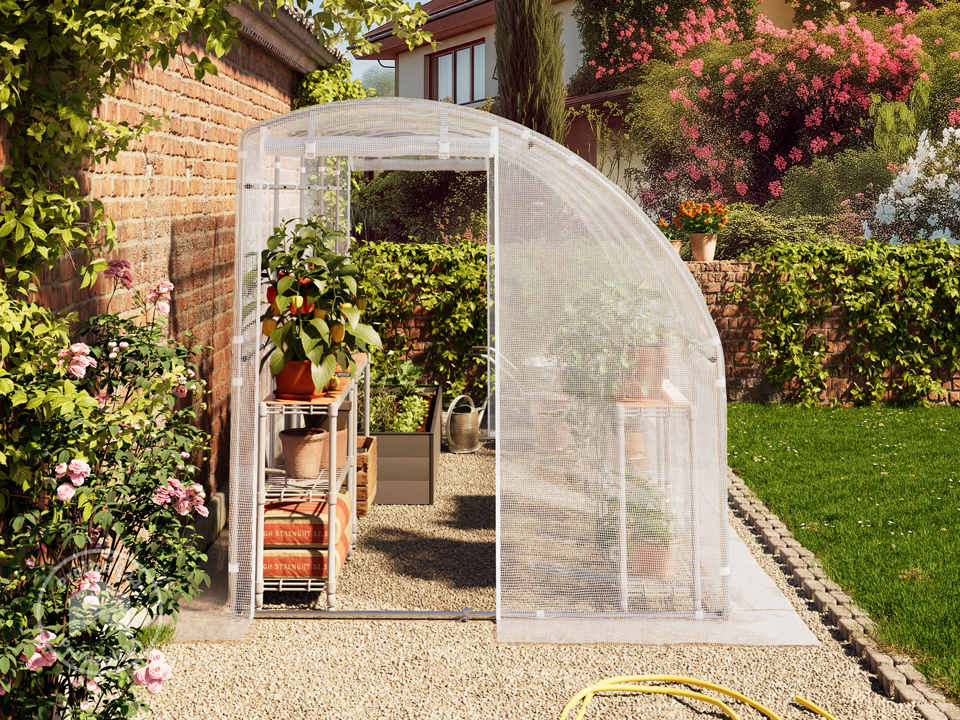 TOOLPORT 2x4m Anlehn-Foliengewächshaus,... TOOLPORT 2x4m Anlehn-Foliengewächshaus,...