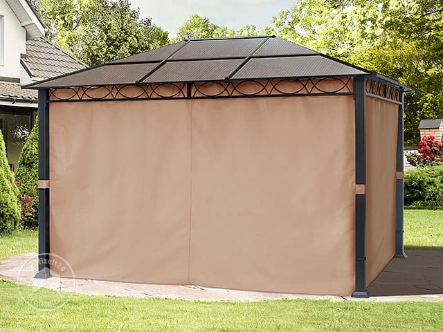 TOOLPORT 3x4 m Hardtop Gartenpavillon, inkl. 4 Seitenteile, cappuccino - (300118)