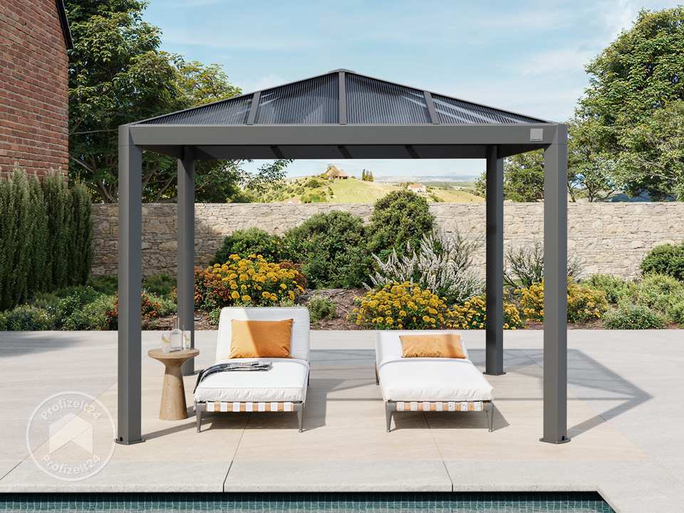 PRIMEYARD 3x3m Hardtop Gartenpavillon, o...