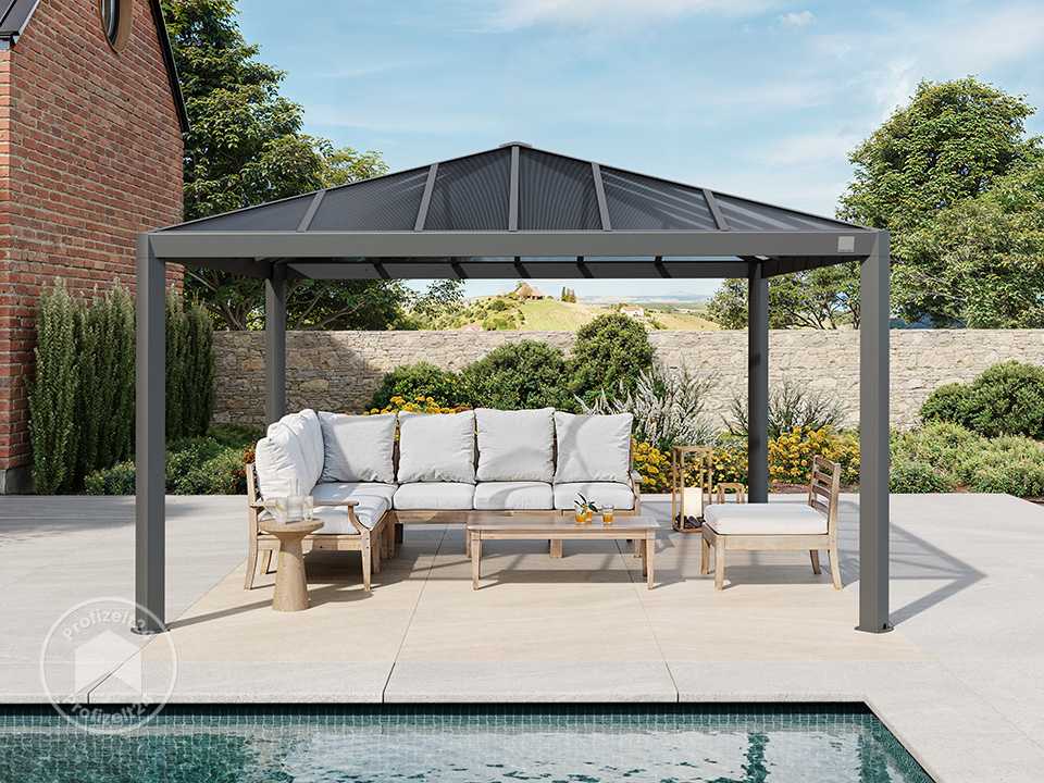PRIMEYARD 4x4m Hardtop Gartenpavillon, o... PRIMEYARD 4x4m Hardtop Gartenpavillon, o...