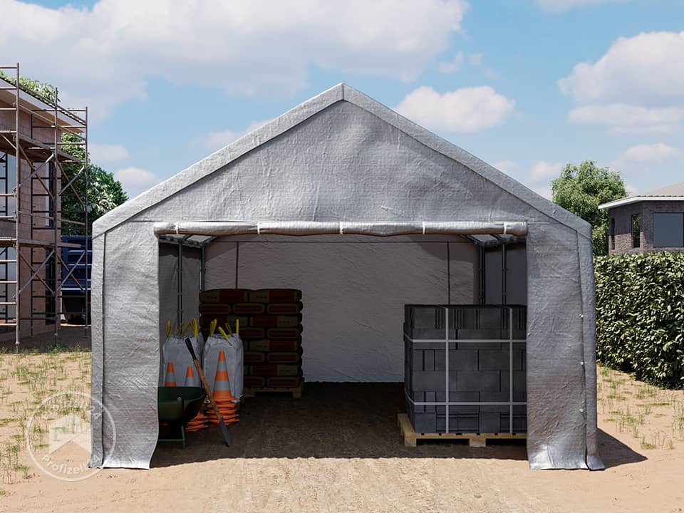 TOOLPORT 4x6m Lagerzelt, PE-Plane, grau ...