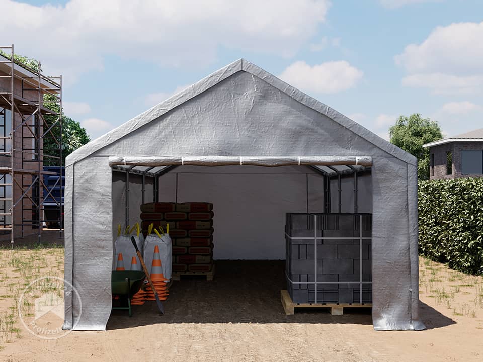 TOOLPORT 4x8m Lagerzelt, PE-Plane, grau ...