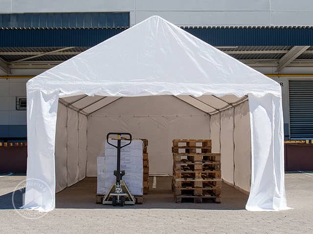 TOOLPORT 4x6 m Lagerzelt, PVC-Plane, gra...