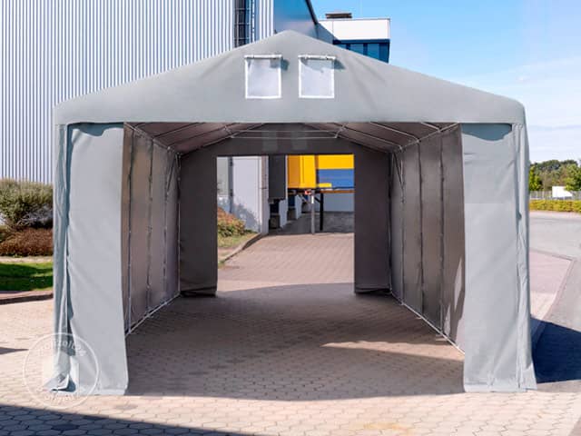 TOOLPORT 4x6 m Lagerzelt, PVC-Plane, gra...